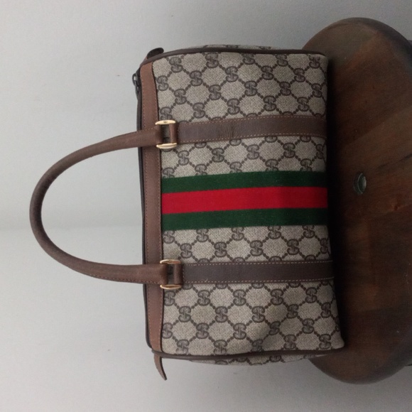 Authentic Vintage Gucci GG Monogram Supreme Sherry Web Ophidia Boston Doctor Bag - Picture 3 of 11